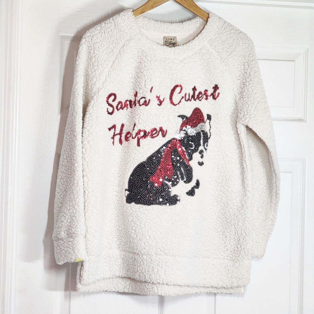 Vintage Long Sleeves Sweater Faux Fur Beige Women’s Size XL - Picture 3 of 5